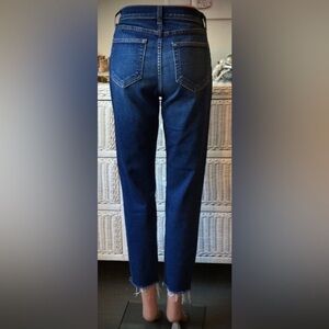 L'agence Cotton Jeans Skinny high waisted Distressed Hems dark blue wash size 26